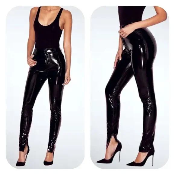 NWOT House of CB Black Vinyl Leather Pants Size S - Picture 3 of 10